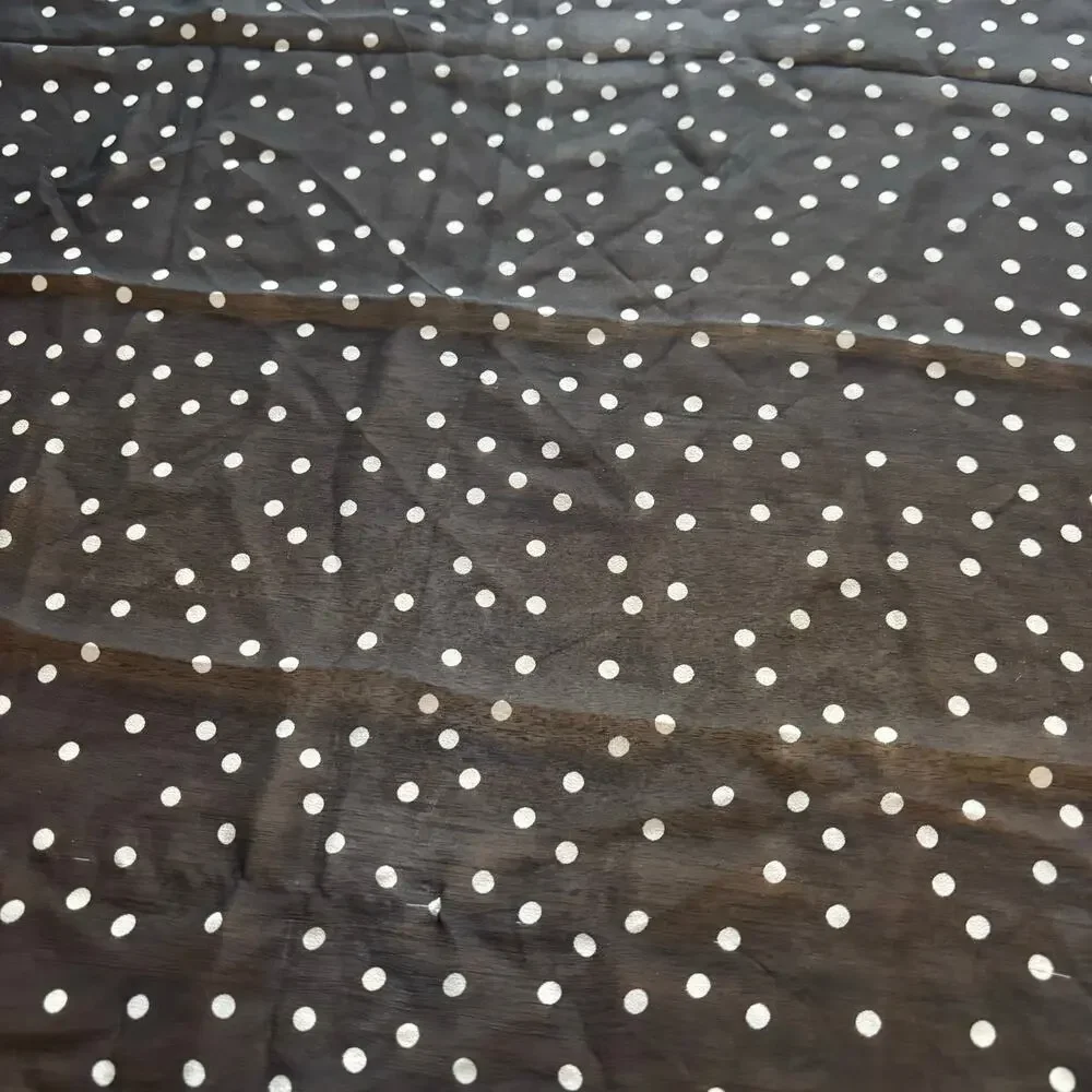 Sheer silky neckerchief scarf bandana style square mod polka dots black white